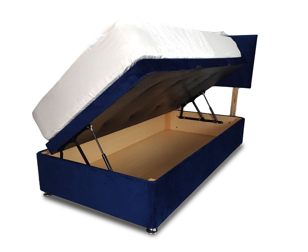 Marine Blue Single Side Lift Ottoman Divan Base With Square Headboard