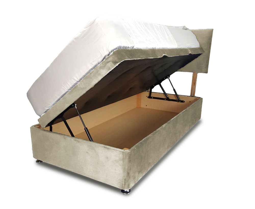 Pebble Single Side Lift Ottoman Divan Base With Square Headboard