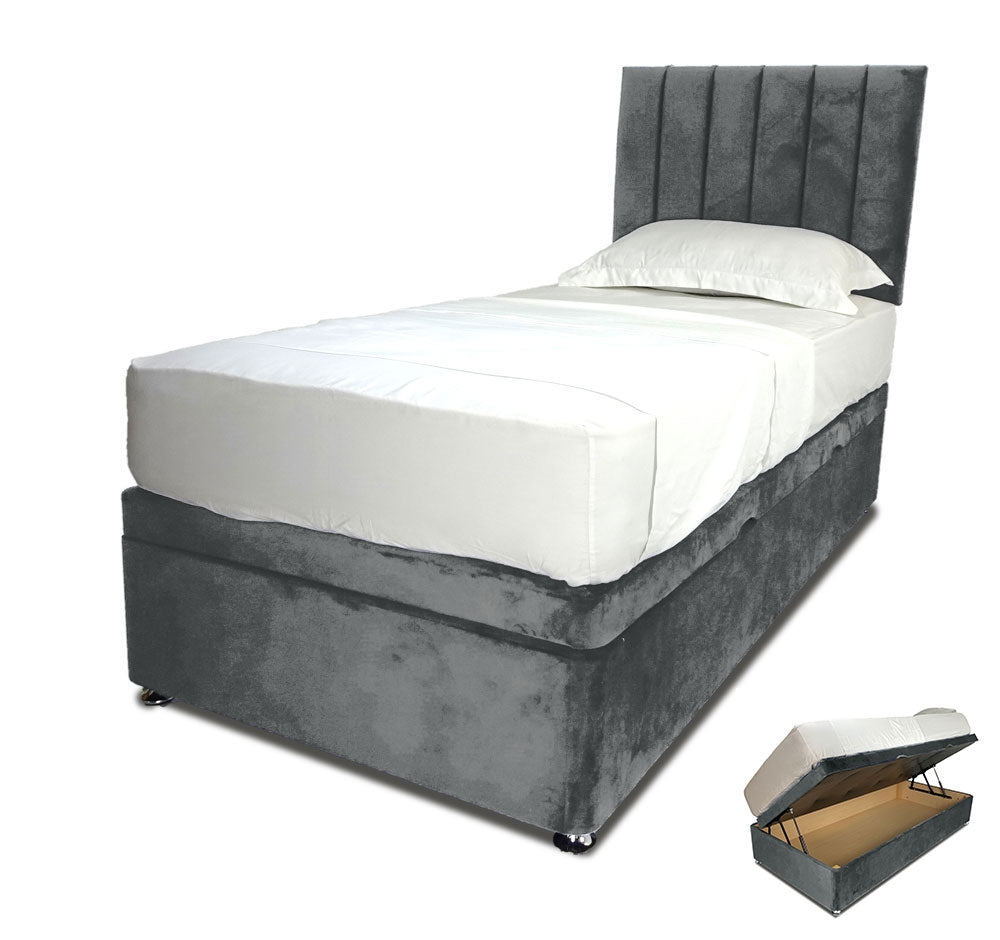 Plush Steel Single Side Lift Ottoman Divan Base With Horizon Headboard