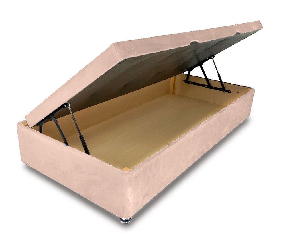 Plush Pink Single Side Lift Ottoman Divan Base With Horizon Headboard