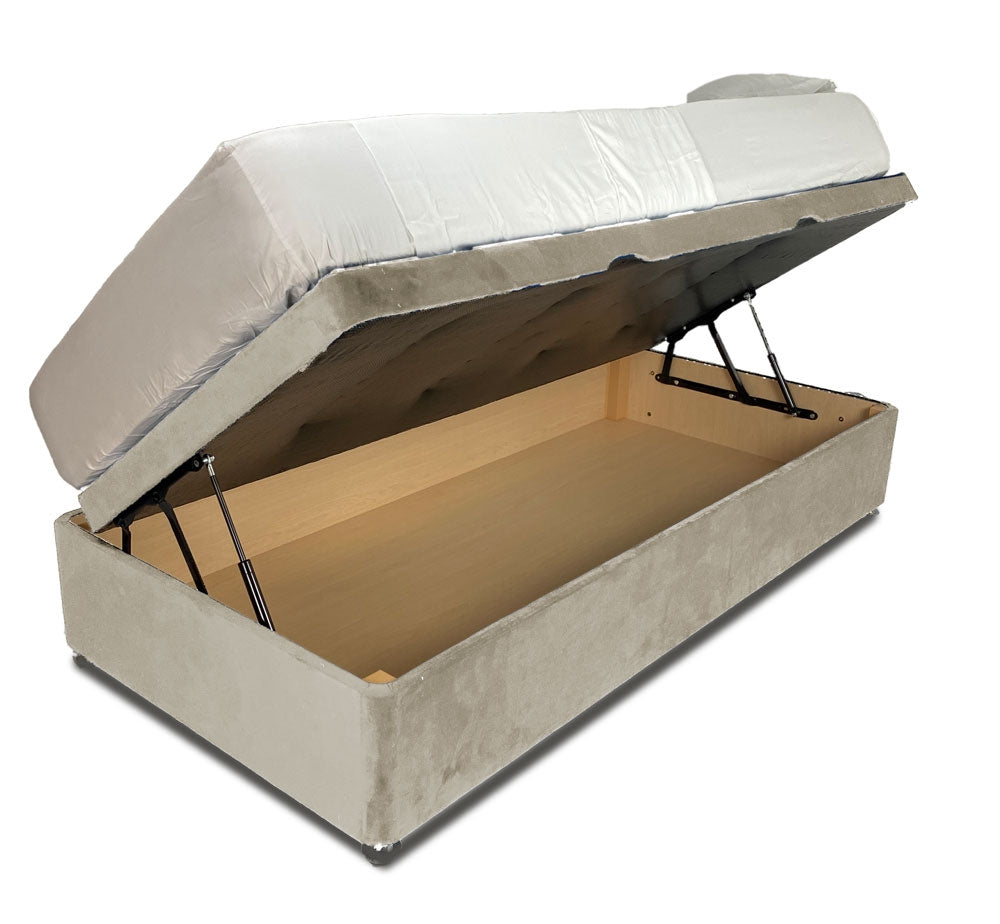 Pebble Single Side Lift Ottoman Divan Base With Horizon Headboard