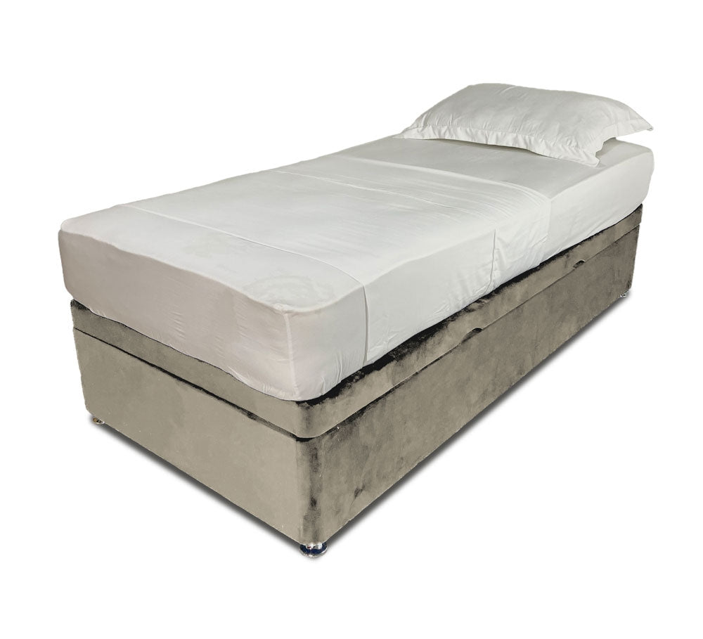 Pebble Single Side Lift Ottoman Divan Base With Square Headboard