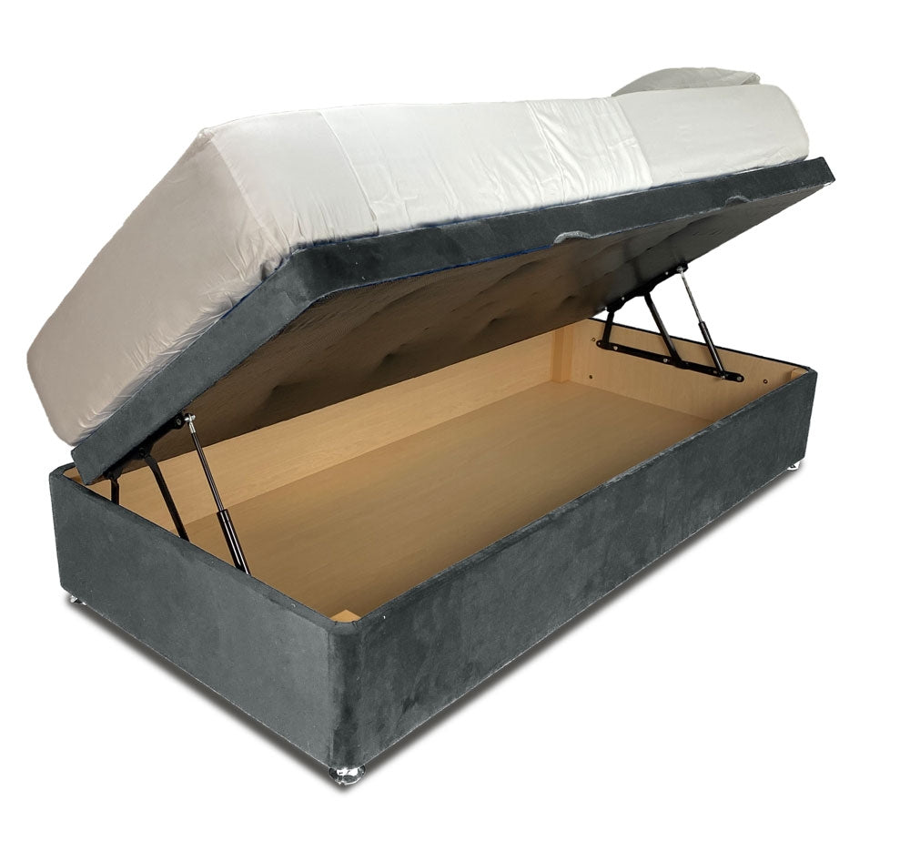Plush Steel Single Side Lift Ottoman Divan Base With Square Headboard