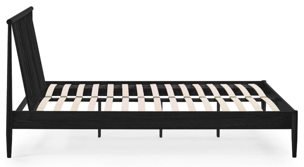Label Black Oak Spindle Double Bed Frame side view