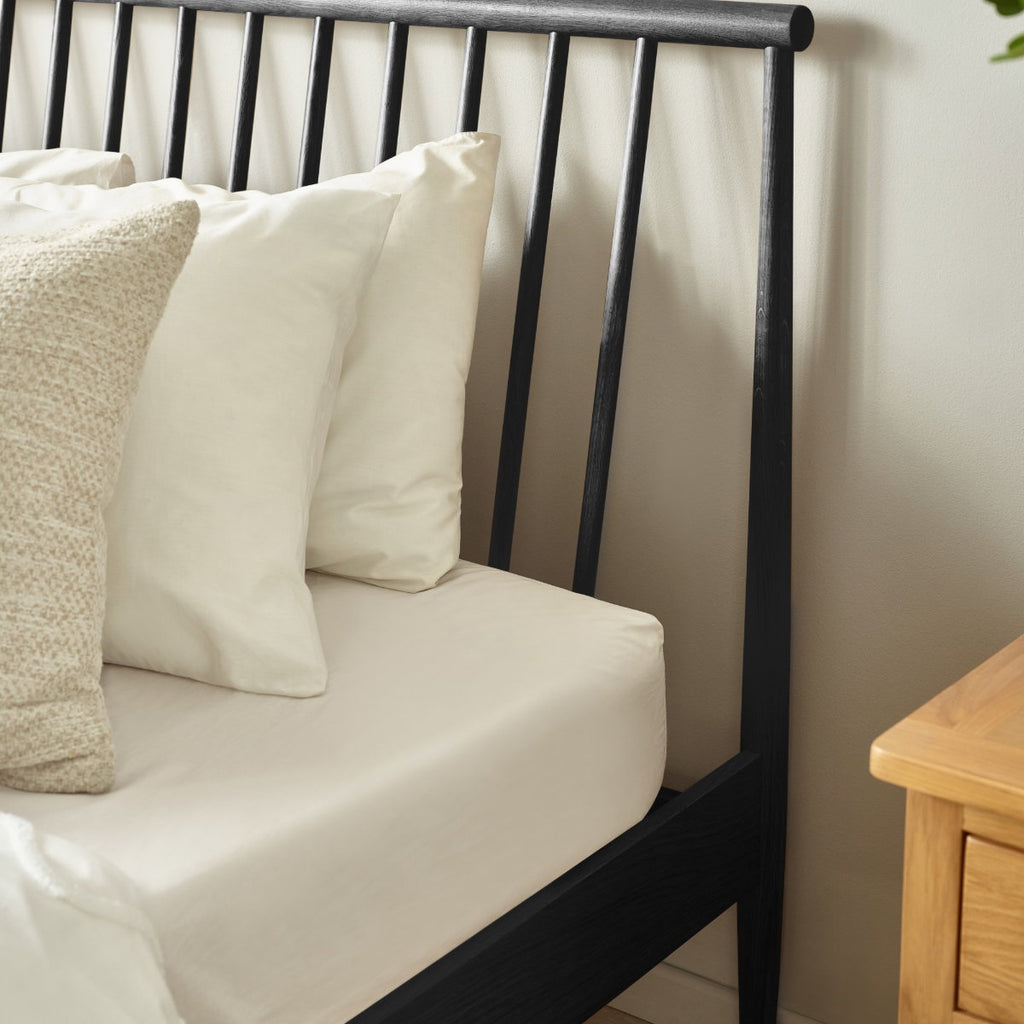 Label black spindle headboard detail