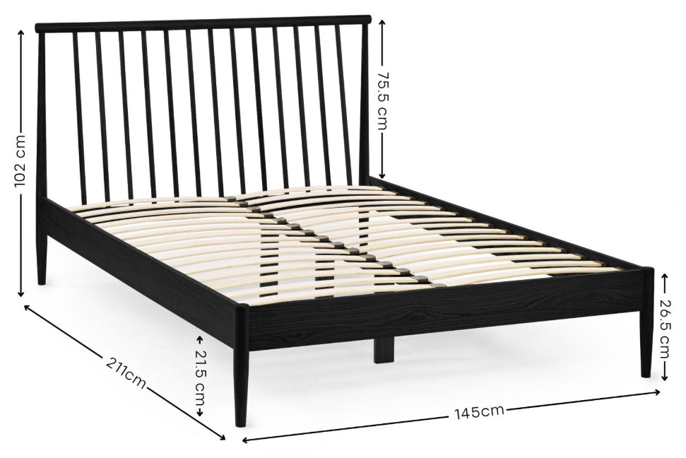 Label Black Oak Spindle Double Bed Frame dimensions