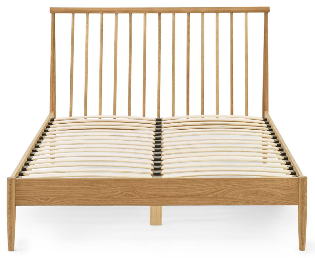 Label Solid Oak Spindle Double Bed Frame front view