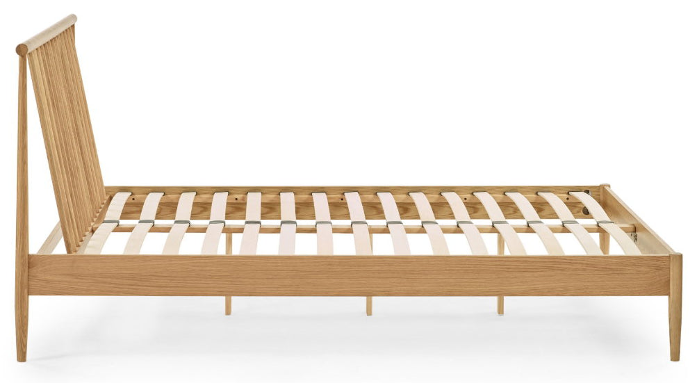 Label Solid Oak Spindle Double Bed Frame side view