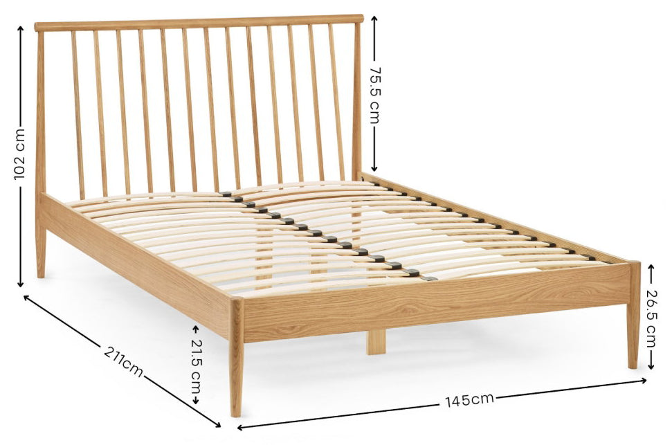 Label Solid Oak Spindle Double Bed Frame dimensions