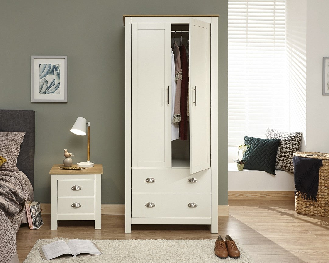 Lancashire Cream 2 Door 2 Drawer Wardrobe