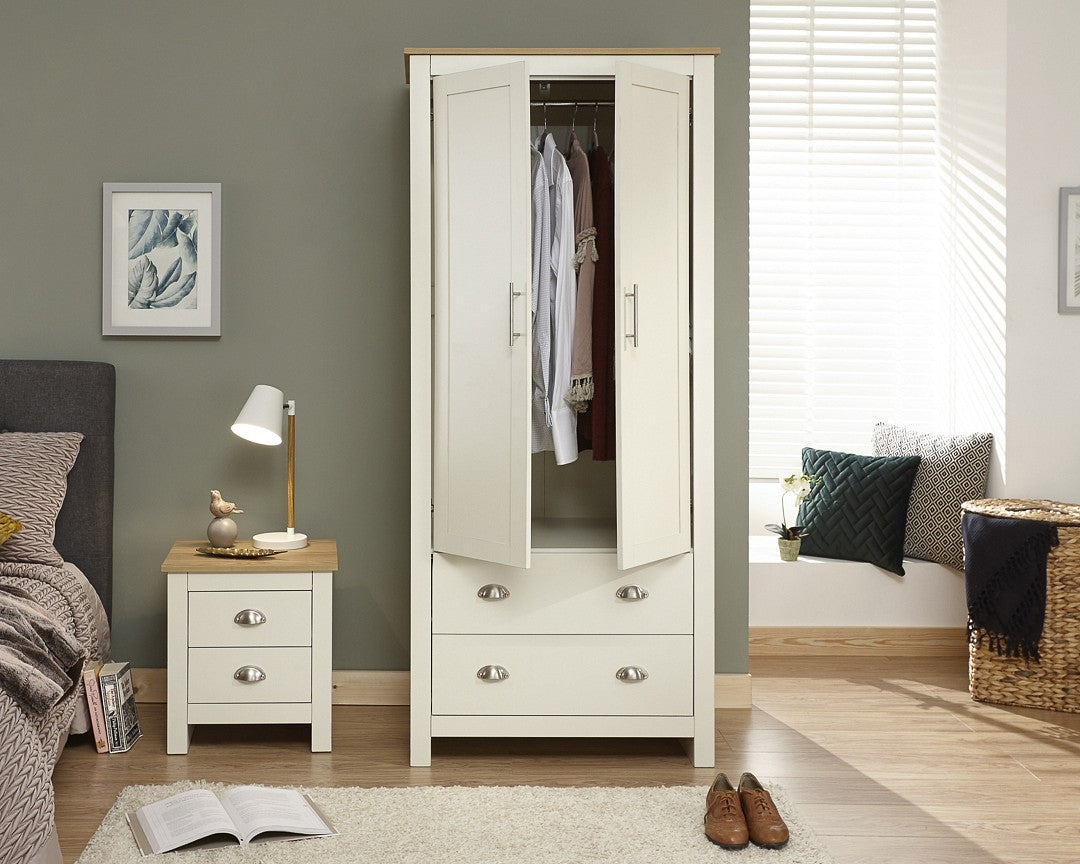 Lancashire Cream 2 Door 2 Drawer Wardrobe