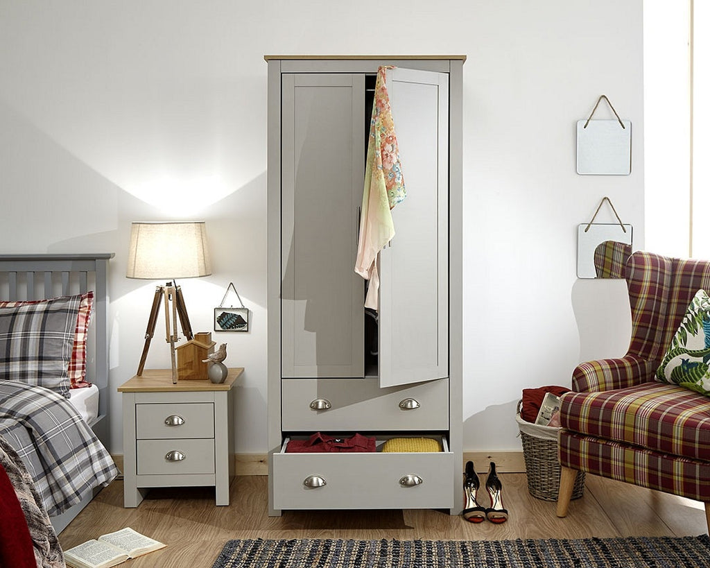 Lancashire Grey 2 Door 2 Drawer Wardrobe