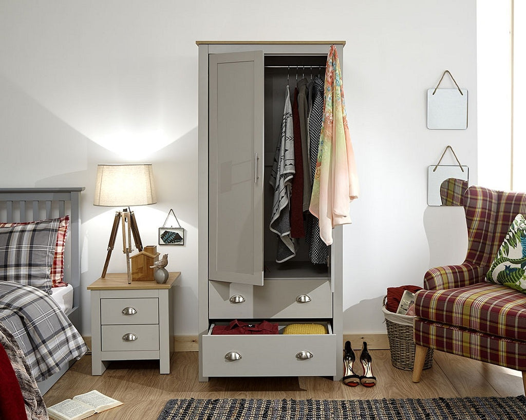 Lancashire Grey 2 Door 2 Drawer Wardrobe