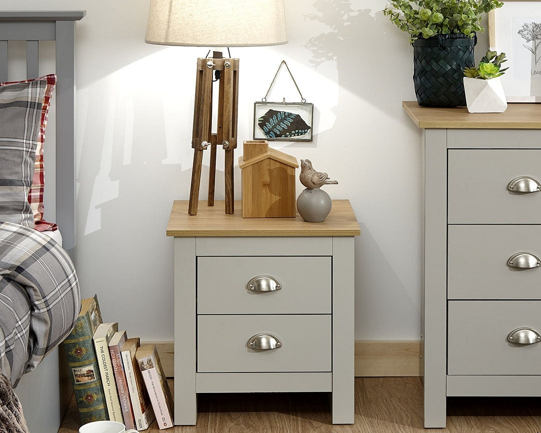 Lancashire Grey 2 Drawer Bedside