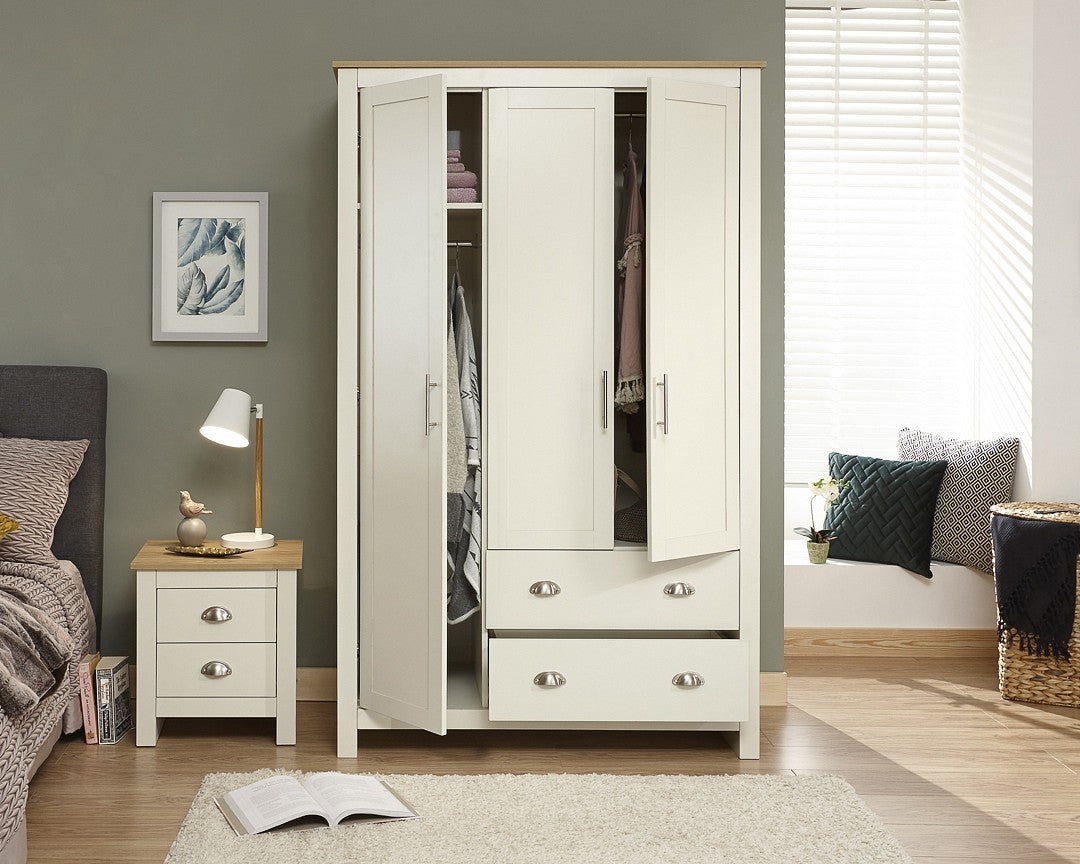 Lancashire Cream 3 Door 2 Drawer Wardrobe