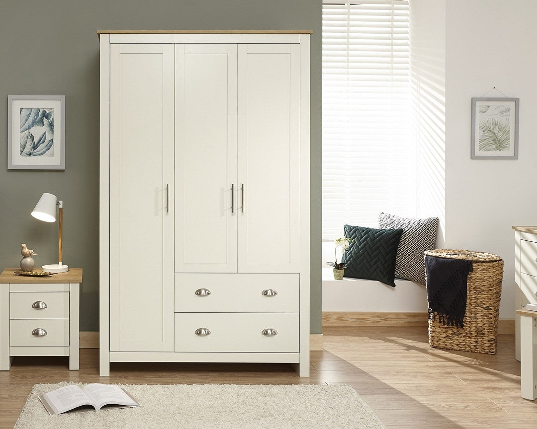 Lancashire Cream 3 Door 2 Drawer Wardrobe