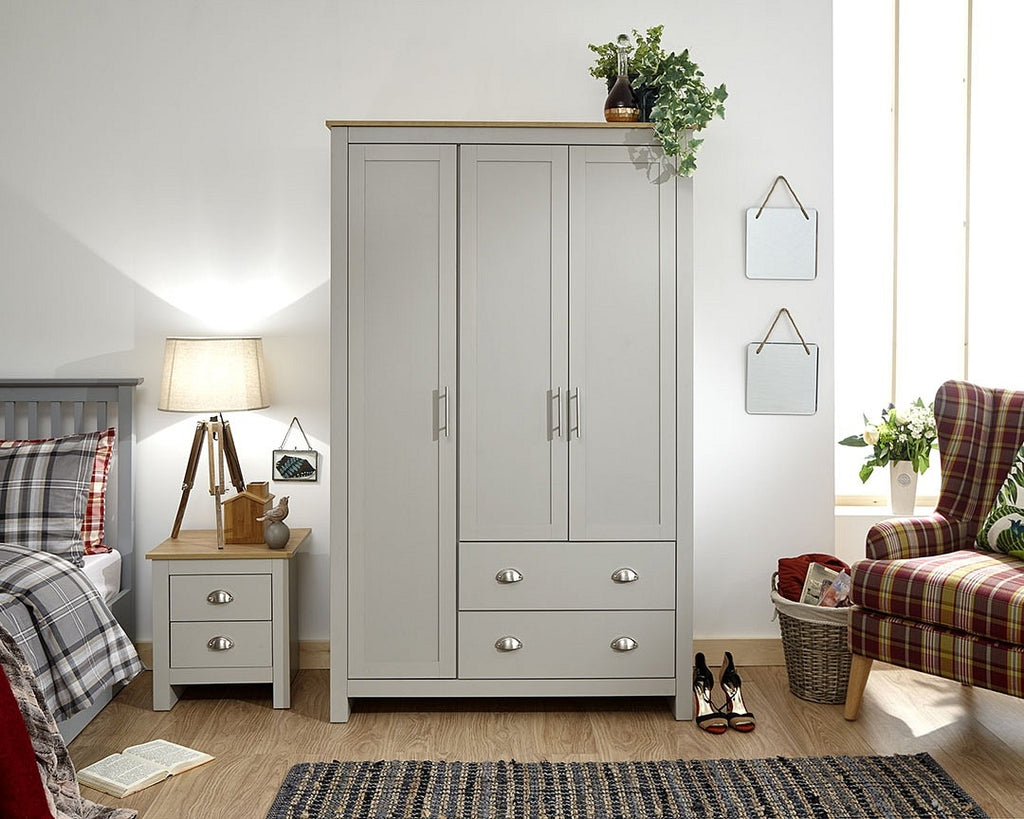 Lancashire Grey 3 Door 2 Drawer Wardrobe