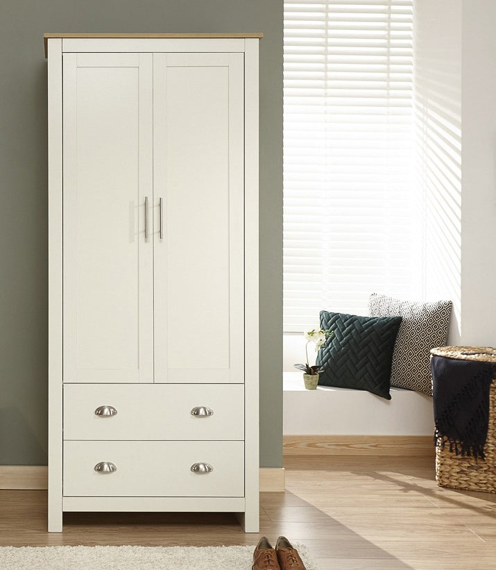 Lancashire Cream 2 Door 2 Drawer Wardrobe