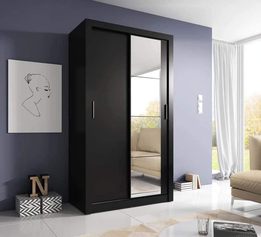 Leeds Black Sliding Door Wardrobe 120cm