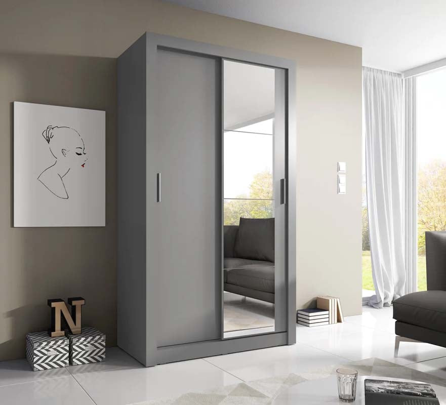 Leeds Grey Sliding Door Wardrobe 120cm