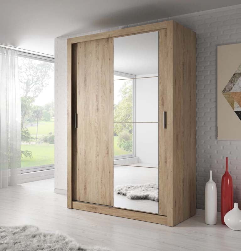 Leeds Oak Sliding Door Wardrobe 120cm