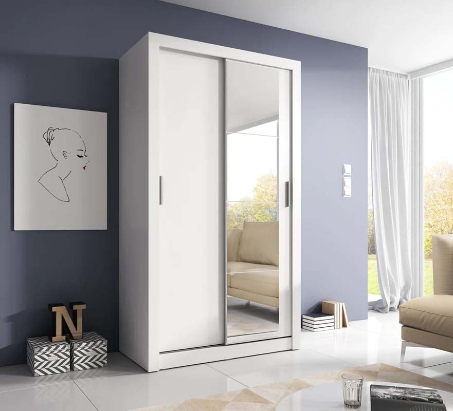 Leeds White Sliding Door Wardrobe 120cm