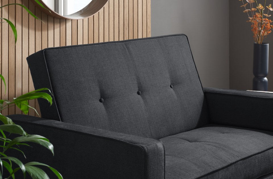Lotto Sofa Bed Grey buttoned back