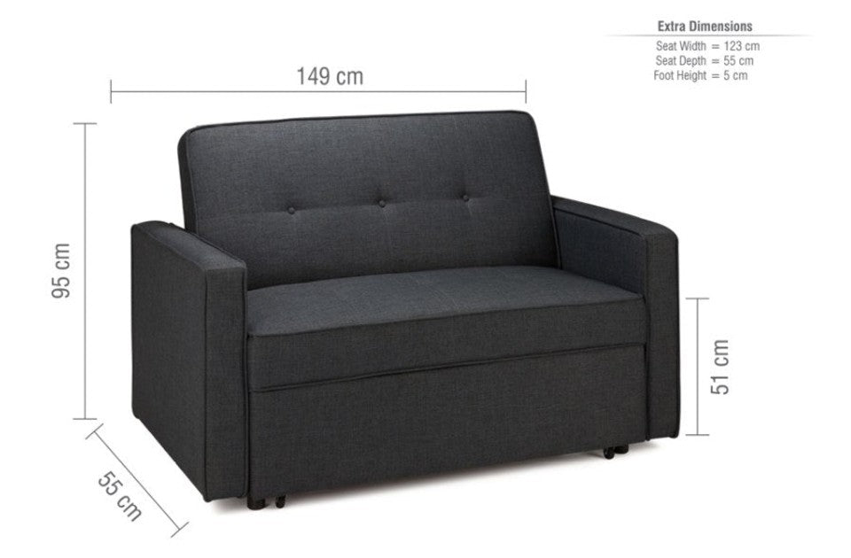 Lotto Sofa Bed Grey dimensions as a sofa