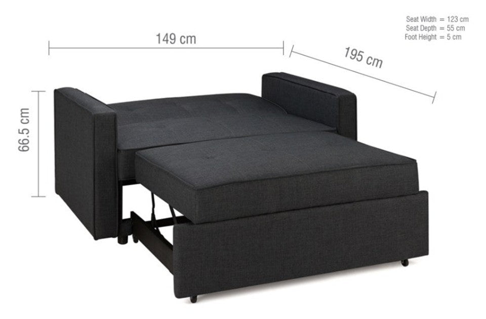 Lotto Sofa Bed Grey dimensions as a bed