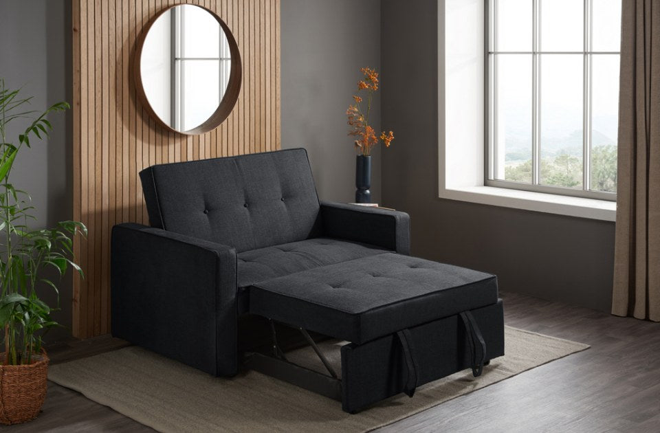 Lotto Sofa Bed Grey opened out as a bed