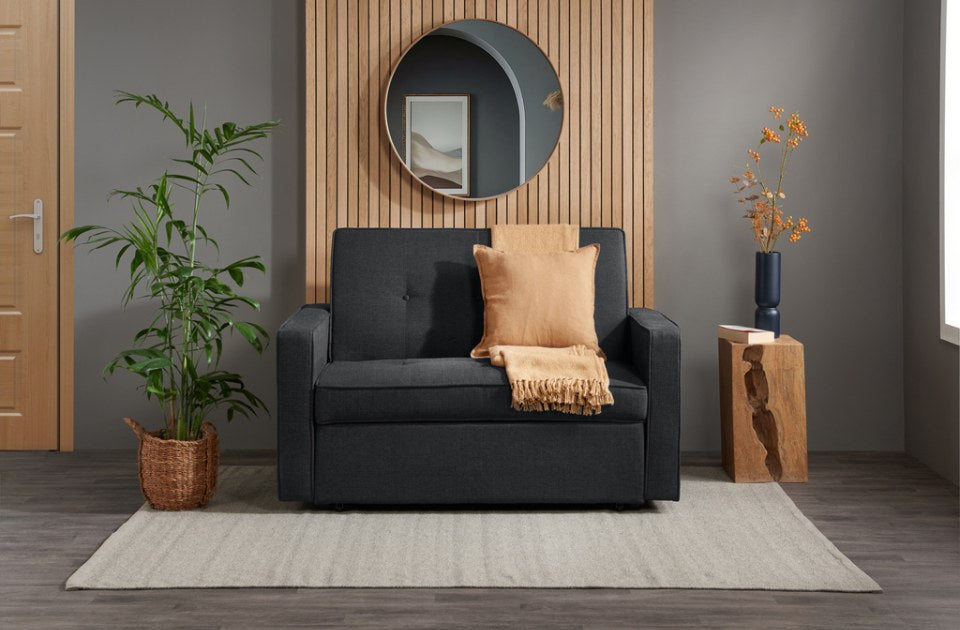 Lotto Sofa Bed Grey with cushion and throw