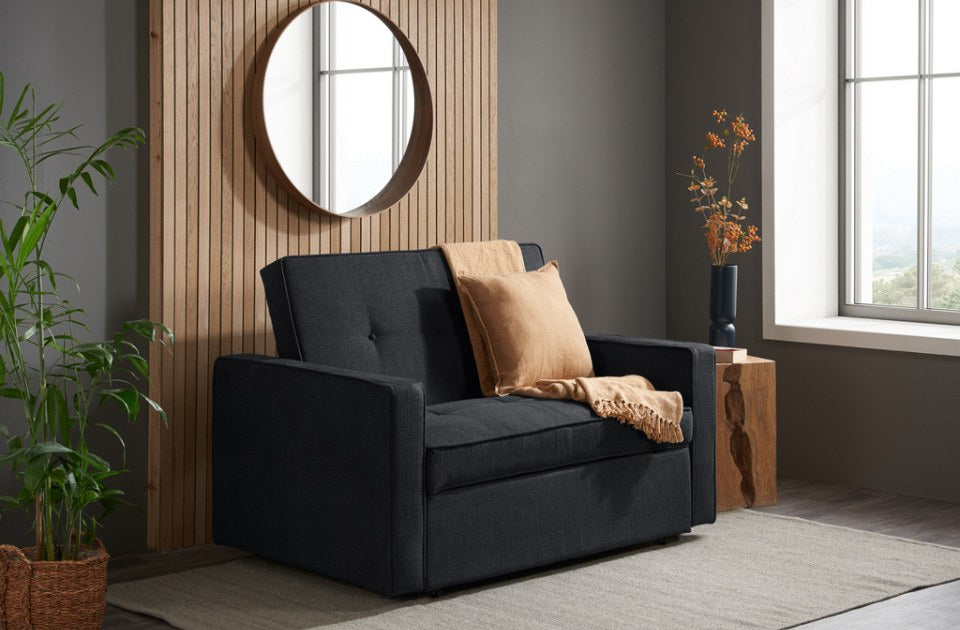 Lotto Sofa Bed Grey styled with cushion
