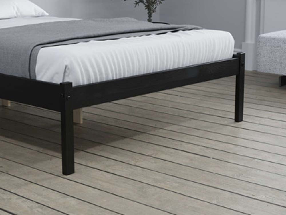 Luna Black Pine Double Bed Frame