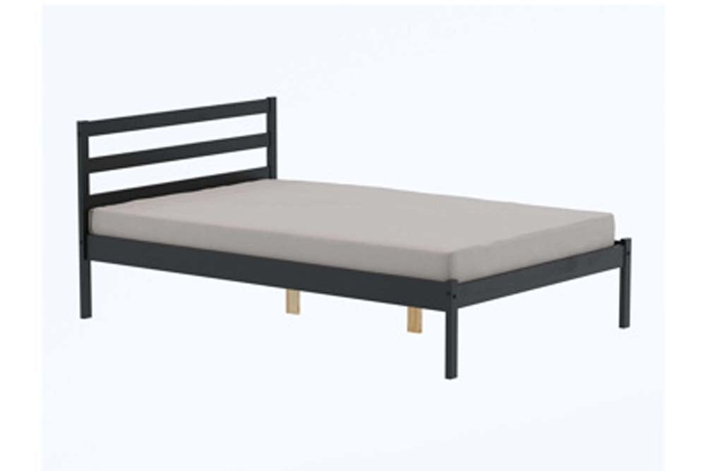 Luna Black Pine Double Bed Frame