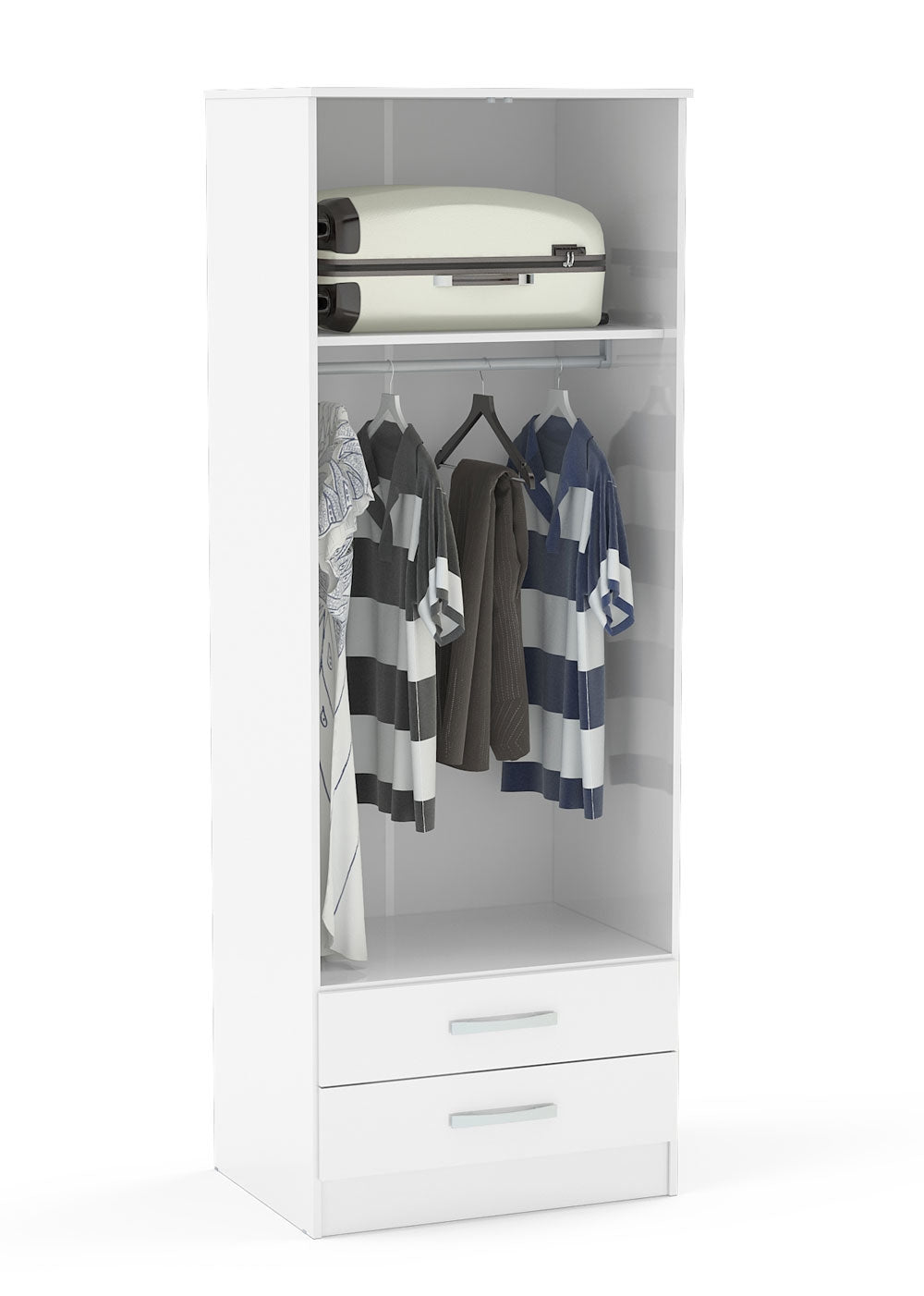 Links High Gloss White 2 Door 2 Drawer Wardrobe
