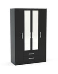 Links High Gloss Black 4 Door 2 Drawer Wardrobe With Mirror