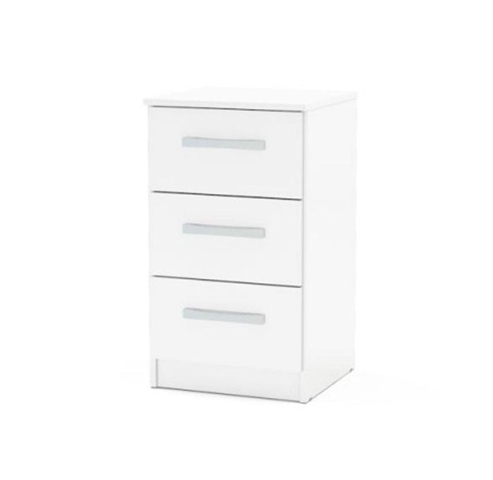 Links High Gloss White 3 Drawer Bedside