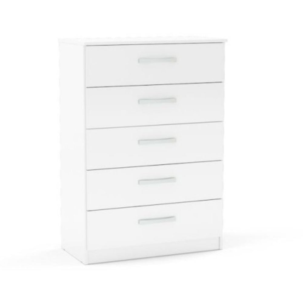 Links High Gloss White 5 Drawer Chest