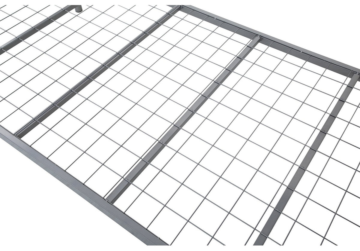 Lynford Silver Metal Bunk Bed mesh base close-up