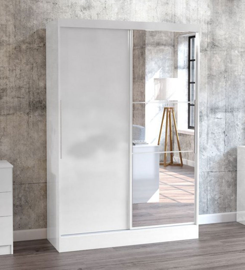 Links High Gloss White 2 Sliding Door Wardrobe With Mirror