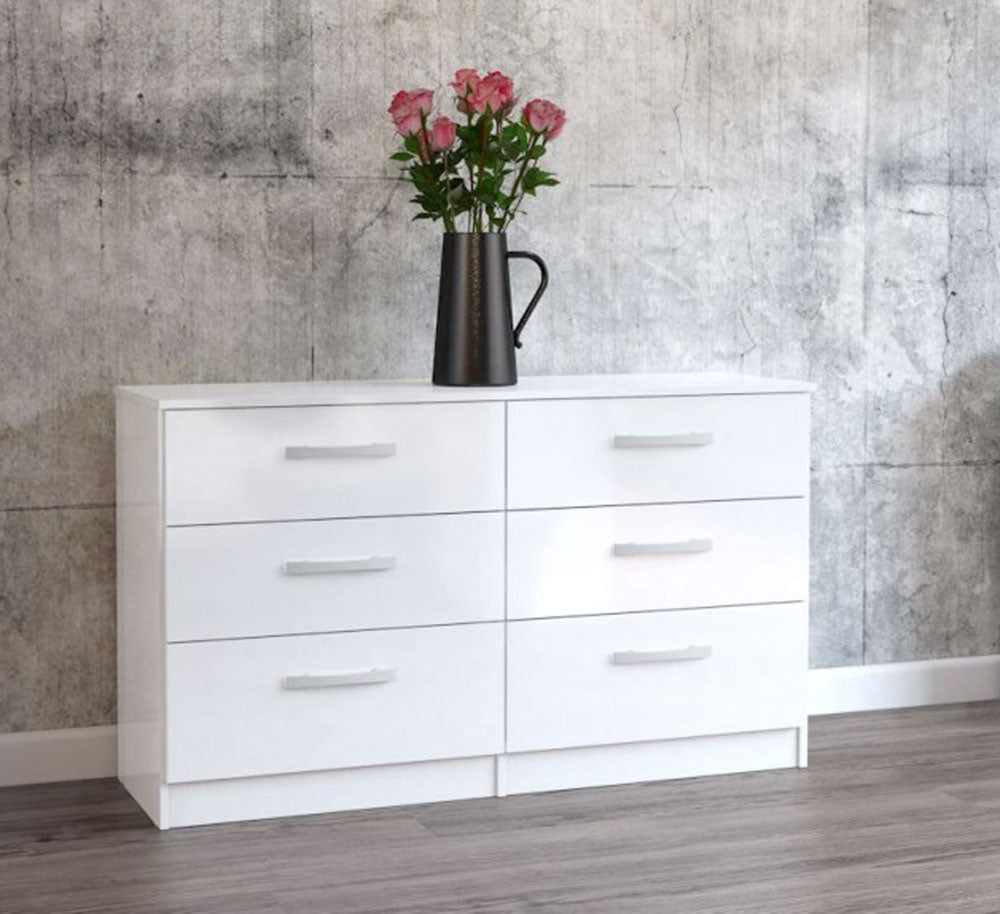 Links High Gloss White 6 Drawer Chest