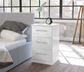 Links High Gloss White 3 Drawer Bedside