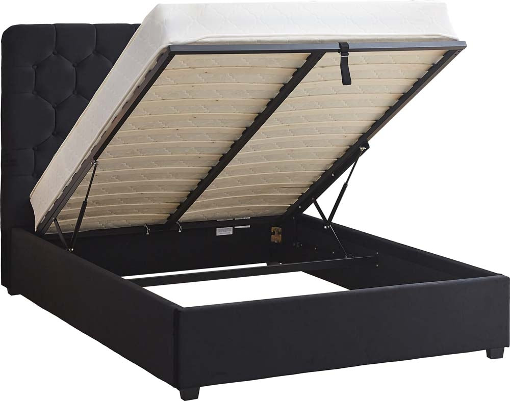 Mansion Black Double Ottoman Bed Frame