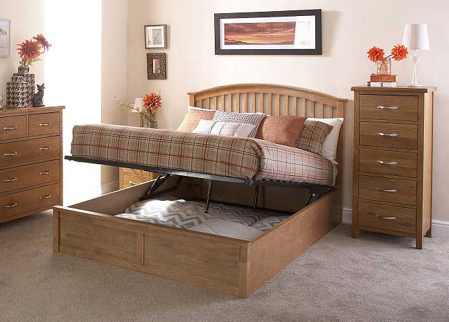 Madrillo Natural Double Ottoman Storage Bed Frame