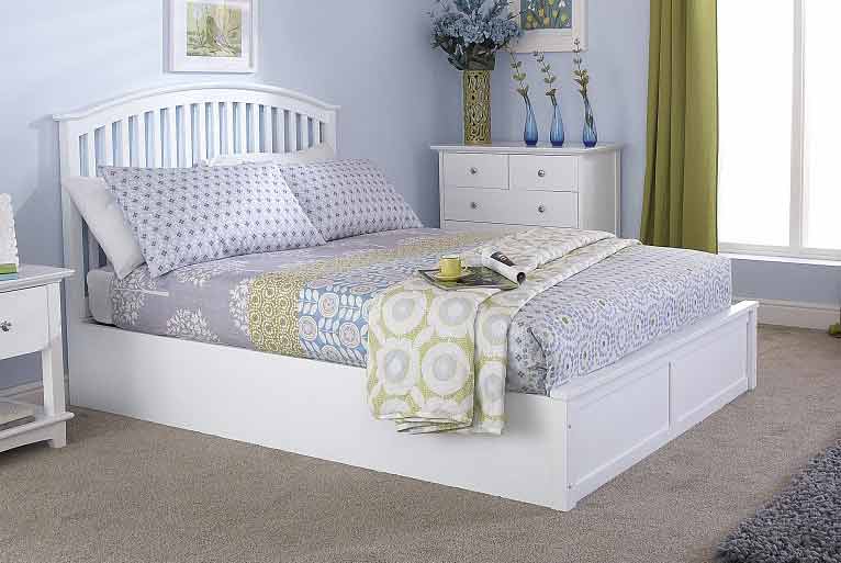 Madrillo White King Size Ottoman Storage Bed Frame