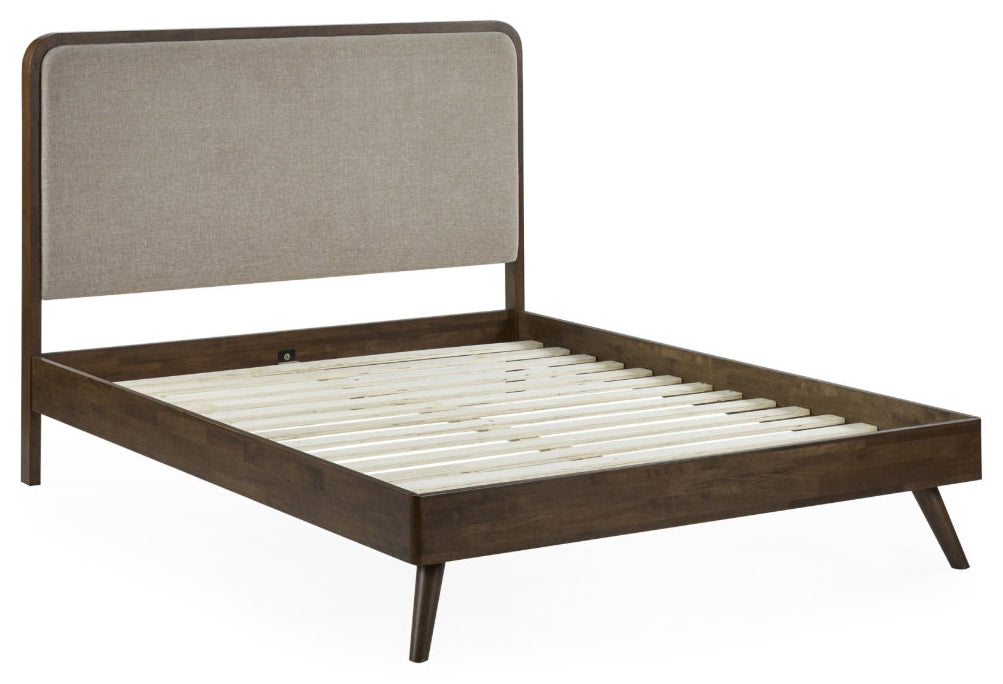 Malden Walnut & Grey Double Bed Frame with bedding