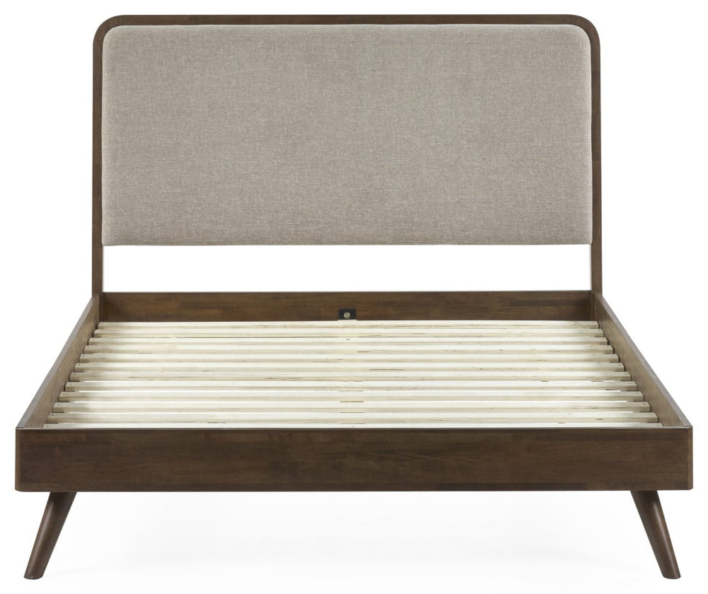 Malden Walnut & Grey Double Bed Frame front view