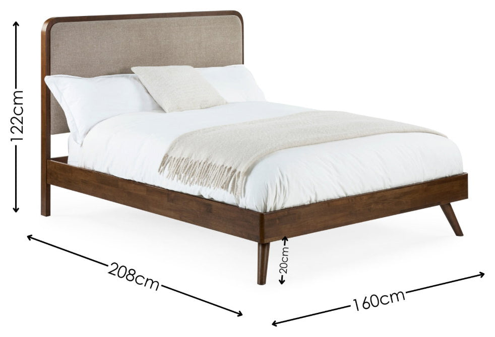 Malden Walnut & Grey Double Bed Frame dimensions