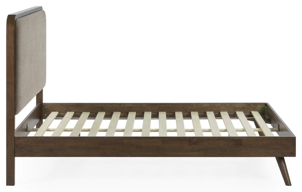 Malden Walnut & Grey King Size Bed Frame side view