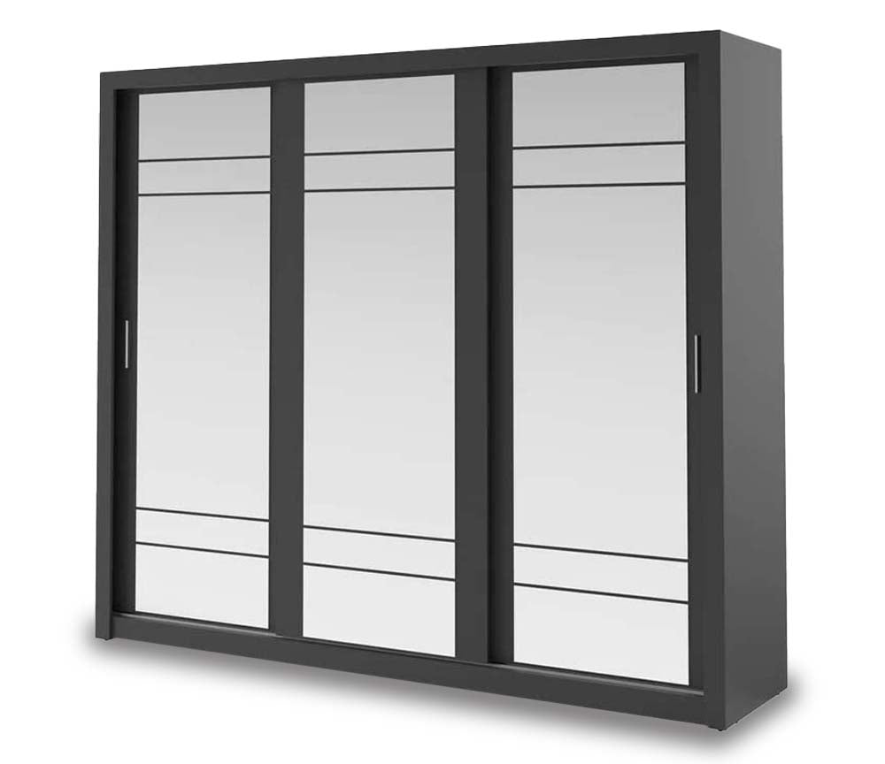 Manchester Matt Black Sliding Door Wardrobe 250cm